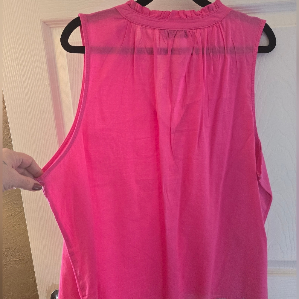 Pink V-Neck Ruffle Tank Top - Picture 8 of 9